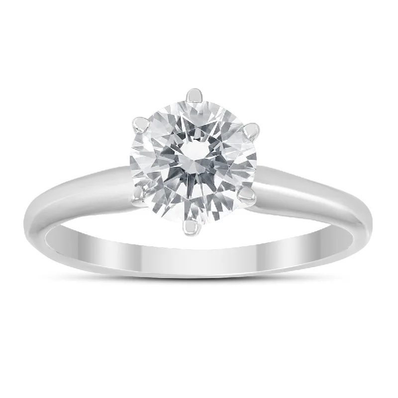 IGI Certified Lab Grown 1 Carat Diamond Solitaire Ring in 14K White Gold (I Color, SI1 Clarity)