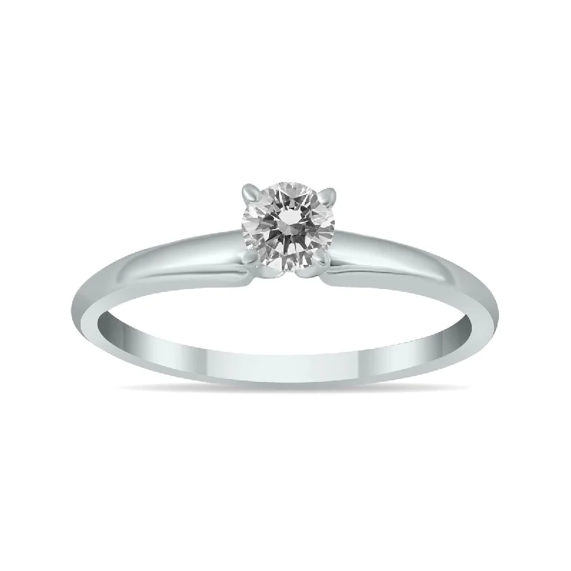 Marquee 1/10 Carat Round Diamond Solitaire Ring in 14K White Gold