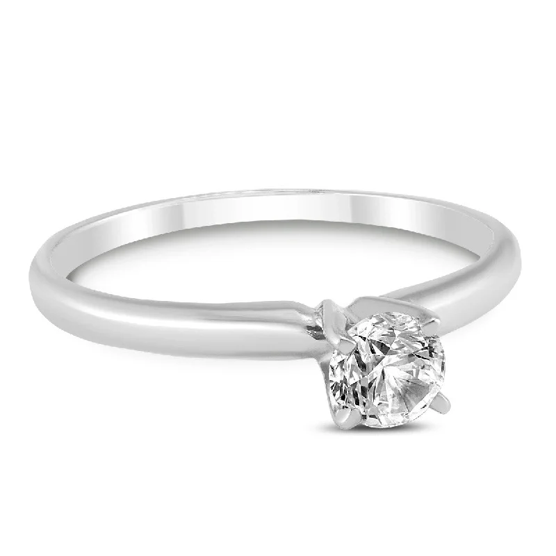 Marquee 1/4 Carat Round Diamond Solitaire Ring in 14K White Gold (L-M Color, I2-I3 Clarity)