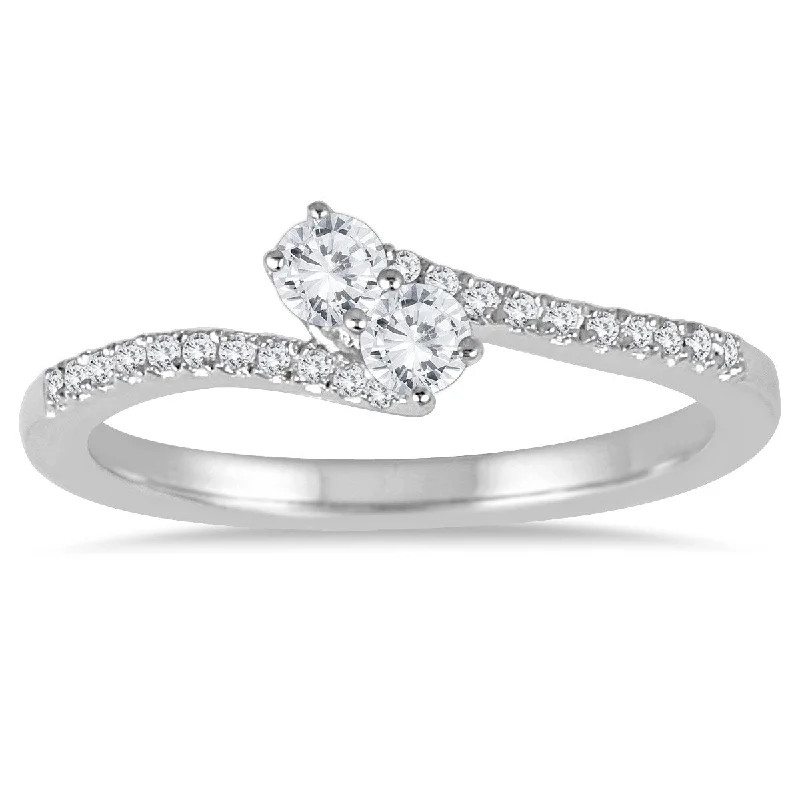 Marquee 1/4 Carat TW Two Stone Diamond Ring in 10K White Gold (K-L Color, I2-I3 Clarity)