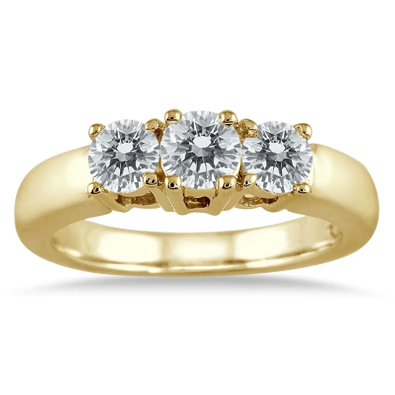 Marquee 1 Carat TW Three Stone Diamond Ring in 10K Yellow Gold