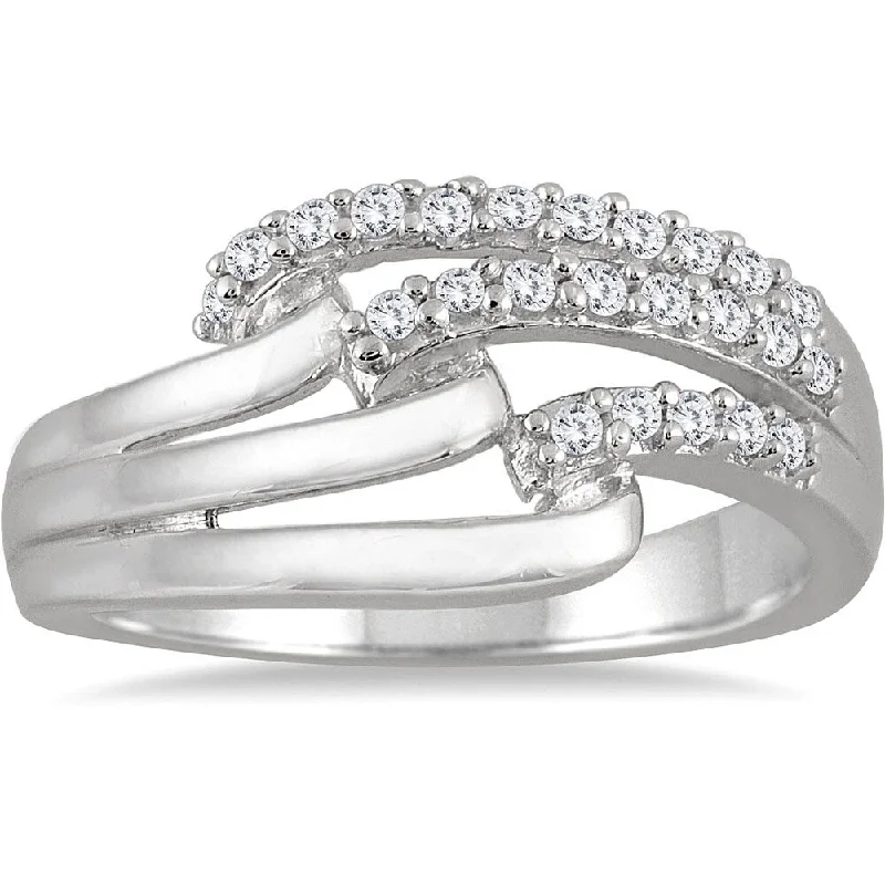 Marquee 10k White Gold 1/4ct TDW Diamond Split Shank Ring (I-J, I2-I3)