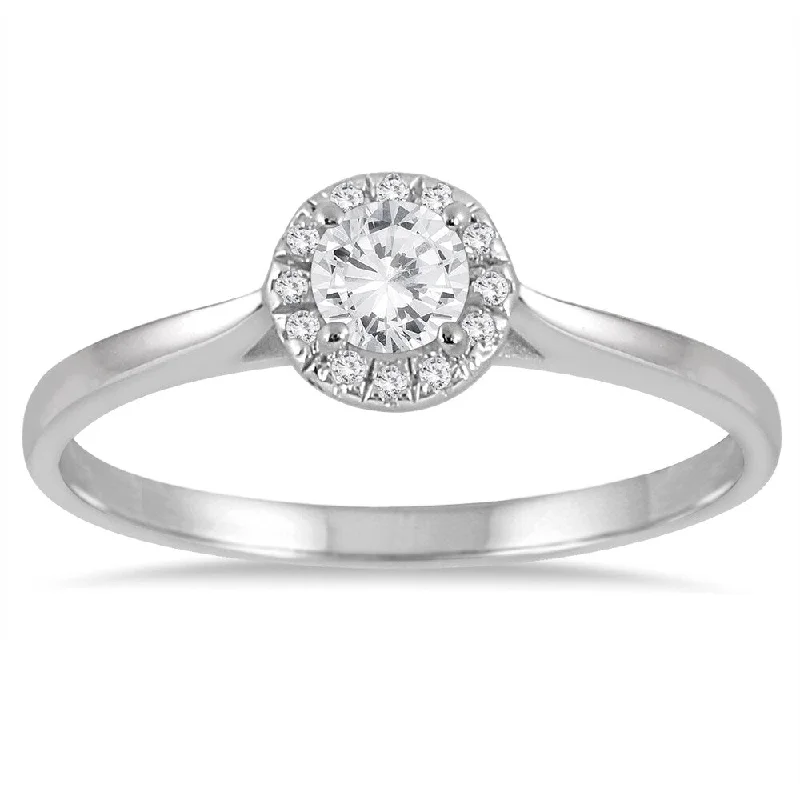 Marquee 14k White Gold 1/3ct TDW Diamond Halo Promise Ring