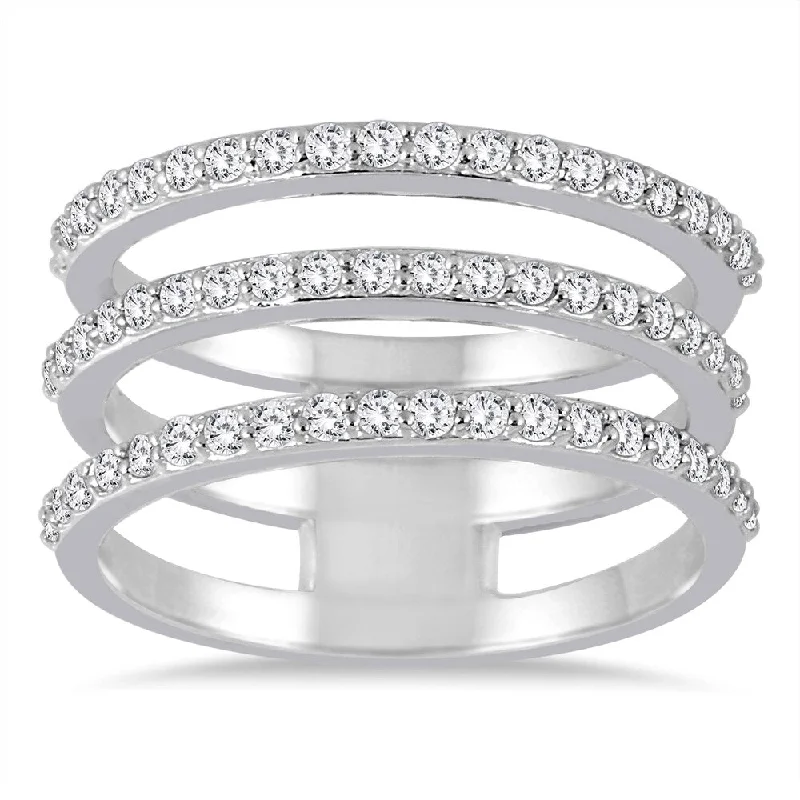 Marquee 3/5 Carat TW Triple Row Diamond Ring in 14K White Gold