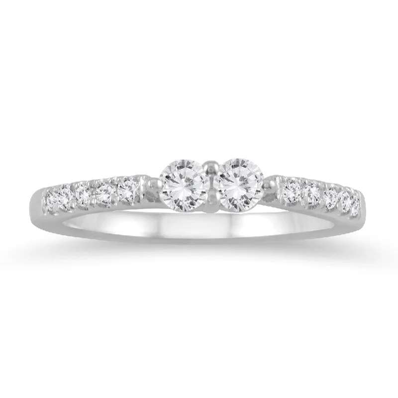 Marquee 3/8 Carat TW Two Stone Diamond Ring in 10K White Gold