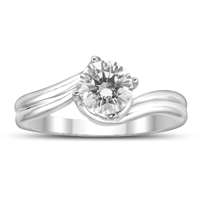 Marquee Certified 1 Carat Diamond Solitaire Ring in 14K White Gold (H-I Color, I1-I2 Clarity)