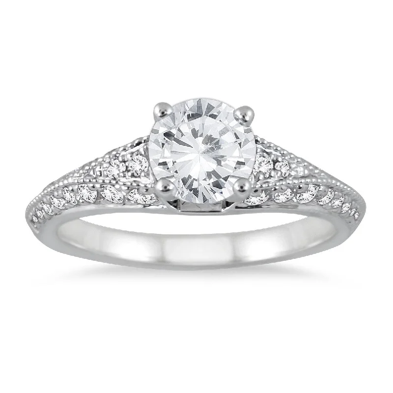 Marquee Certified 1 Carat TW Diamond Engagement Ring in 14K White Gold (H-I Color, I1-I2 Clarity)