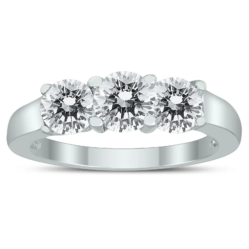 Marquee Certified 2 Carat TW Three Stone Diamond Ring in 10K White Gold