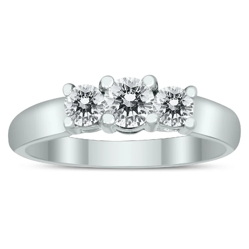 Marquee Certified 3/4 Carat TW Three Stone Diamond Ring in 10K White Gold