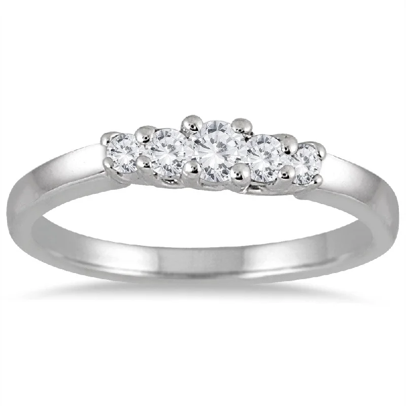 Marquee Jewels 10k White Gold 1/4ct TDW Diamond 5-stone Ring