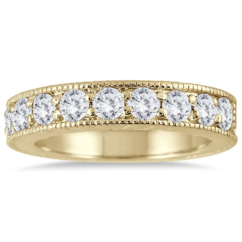 Marquee Jewels 10k Yellow Gold 1 Carat TDW Diamond Antique Engraved Band