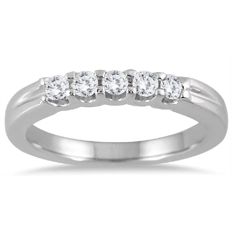 Marquee Jewels 14k White Gold 1/4ct TDW 5-stone Diamond Band