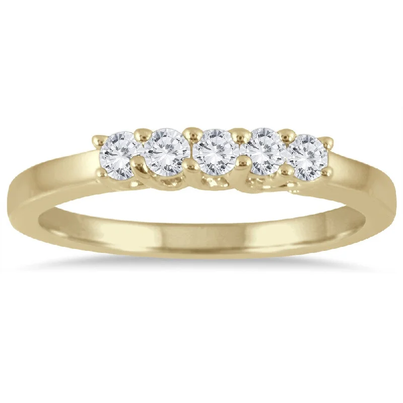 Marquee Jewels 14k Yellow Gold 1/4ct Diamond 5 Stone Band