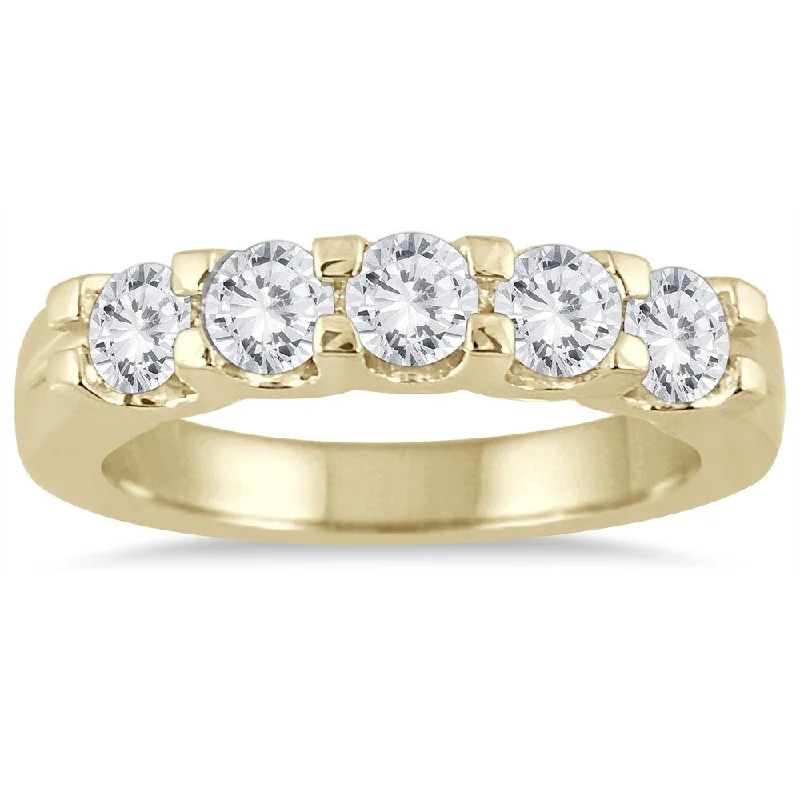 Marquee Jewels 14k Yellow Gold 1ct TDW Diamond 5 Stone Band