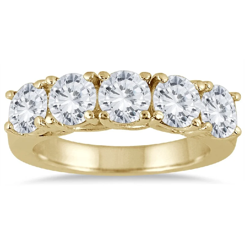 Marquee Jewels 14K Yellow Gold 2 1/2 CTW Prong Set 5-stone Diamond Band