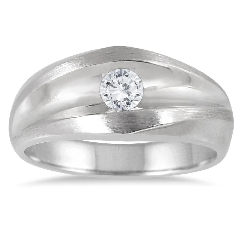 Men's 10k White Gold 1/2 Carat Diamond Solitaire Ring