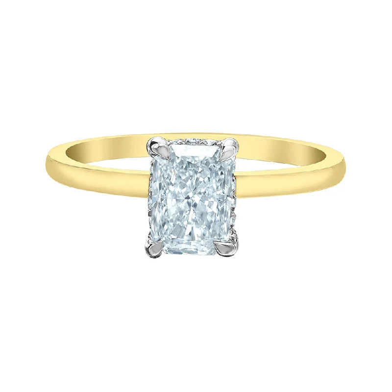 Radiant Canadian Solitaire Diamond Ring with Hidden Halo