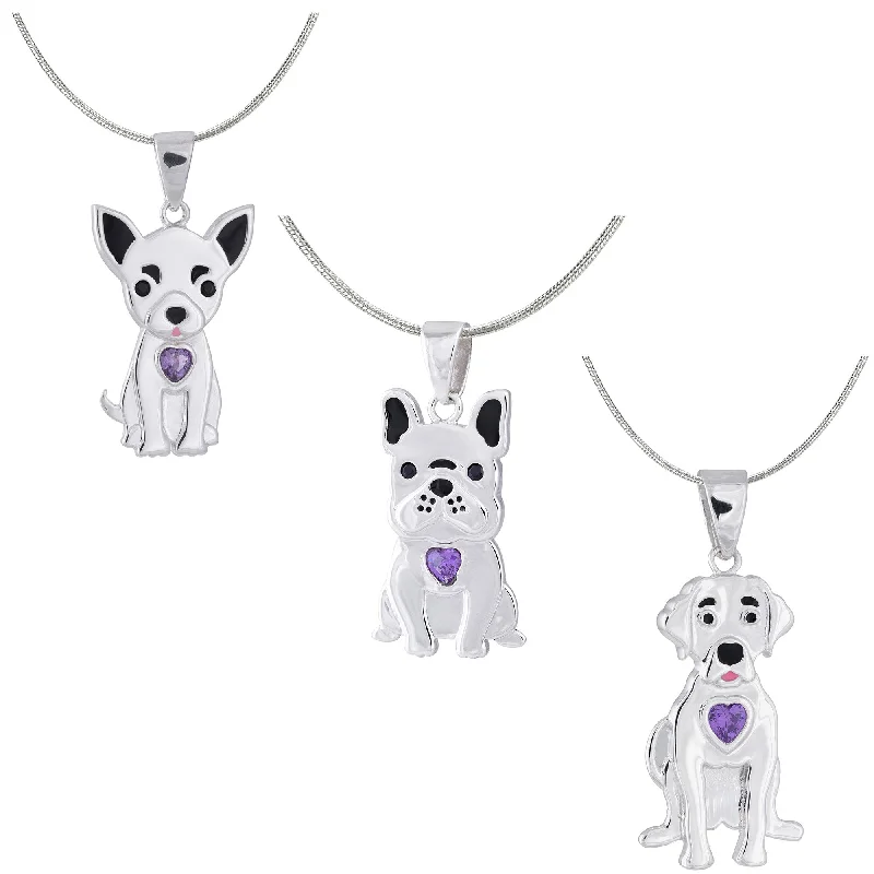 Sterling & Crystal Pup Necklace