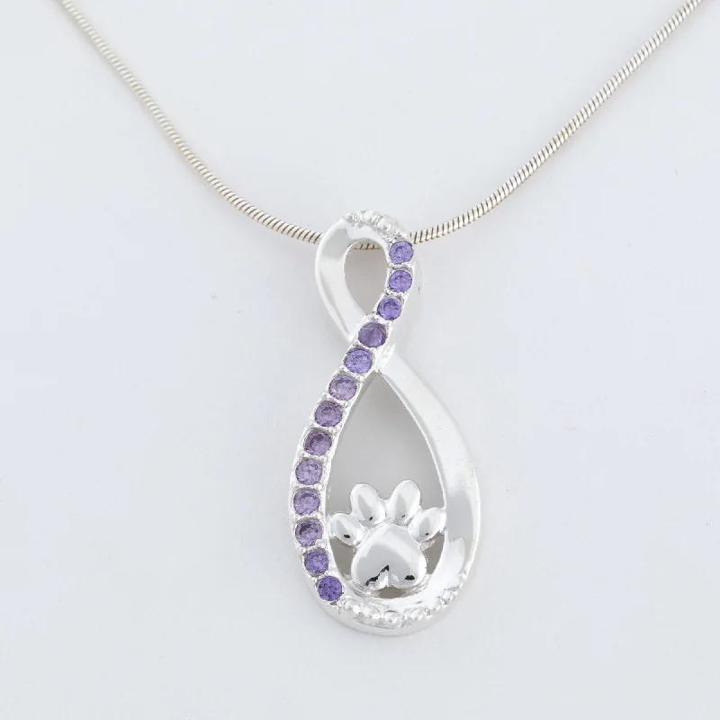 Infinity Love for Paws Sterling & Crystal Necklace