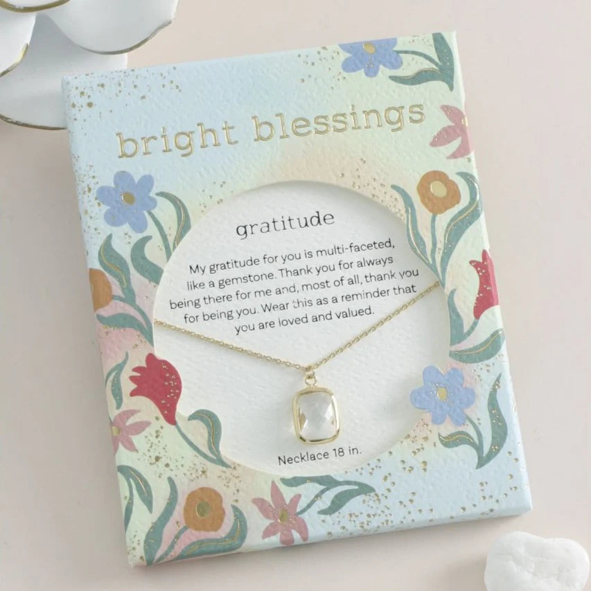 Bright Blessings Neck-Crystal Gold Rectangle