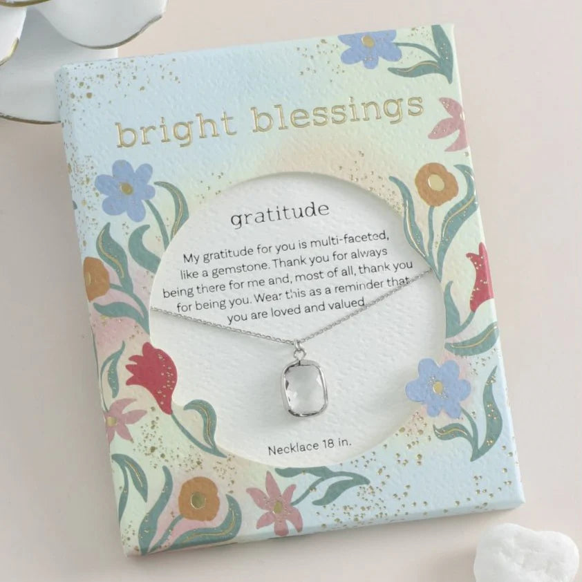 Bright Blessings Neck-Crystal Silver Rectangle