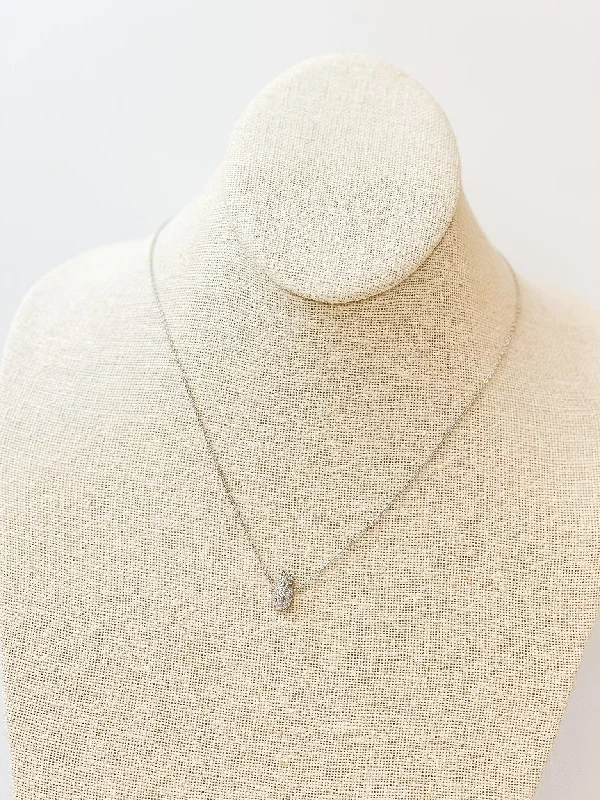 Cubic Zirconia Pineapple Pendant Chain Necklace - White Gold