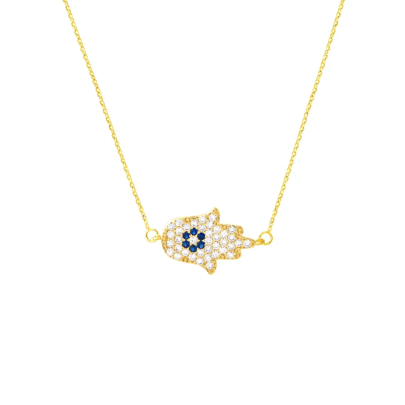 CZ Hamsa Hand Adjustable Necklace