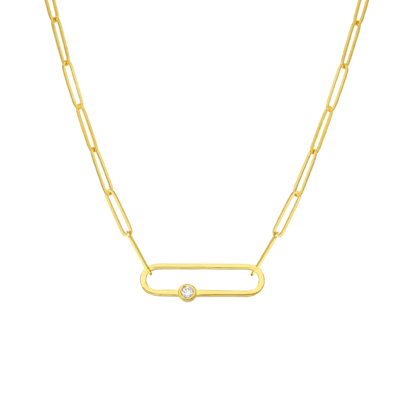 Diamond Paper Clip Necklace