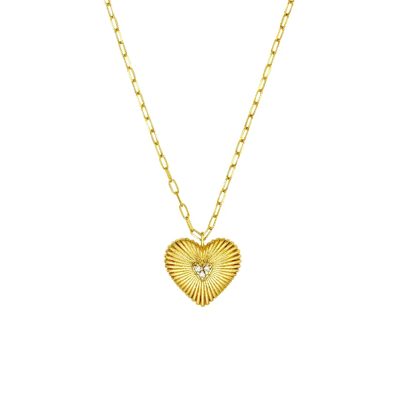 Diamond Radiant Heart Pendant Necklace