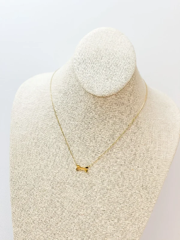 Dog Bone Pendant Necklace - Gold