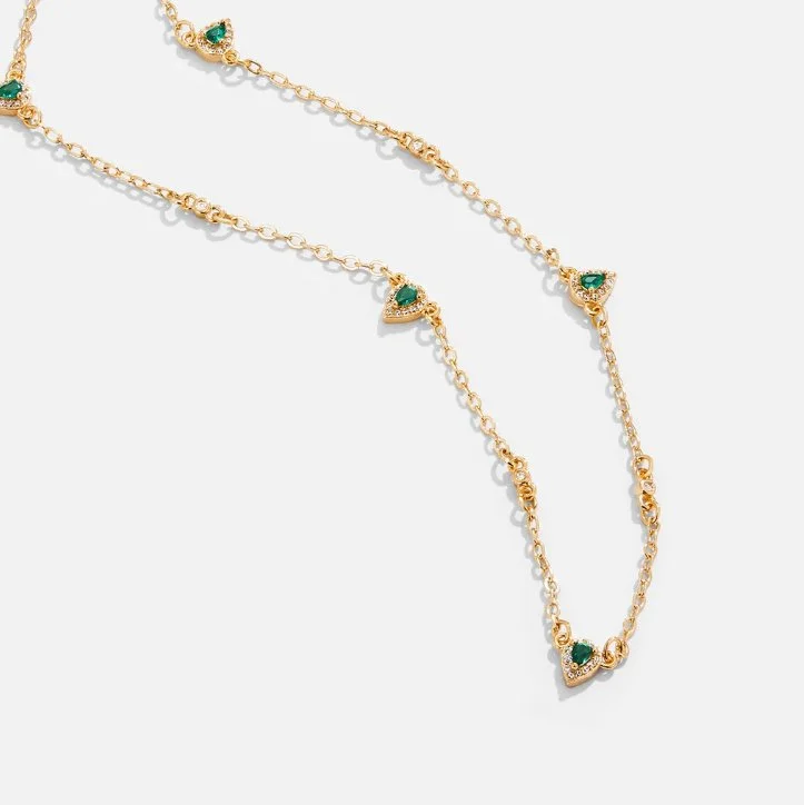 Emerald Green Teardrop Crystal Necklace