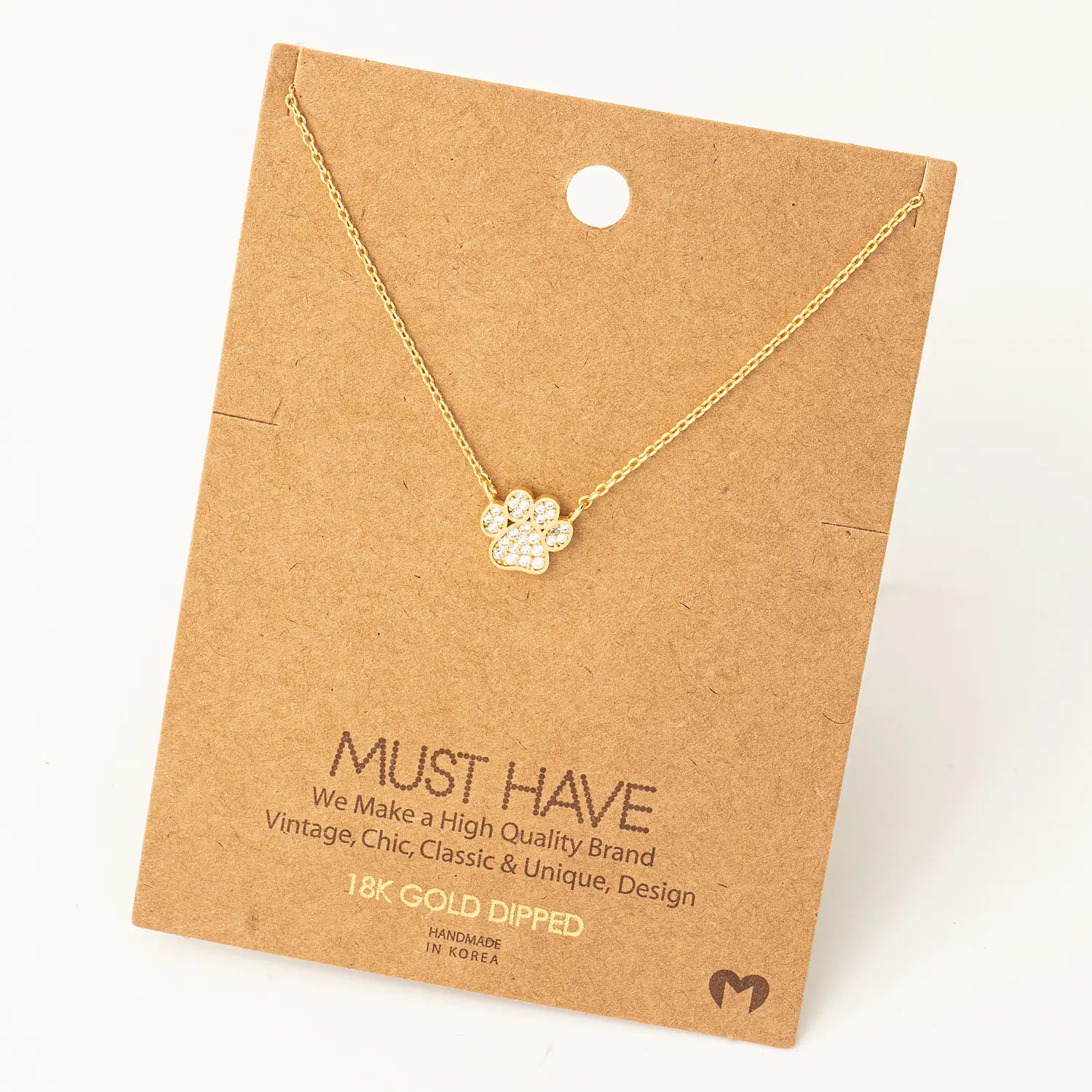 Gold & Glitzy Dog Paw Print Necklace