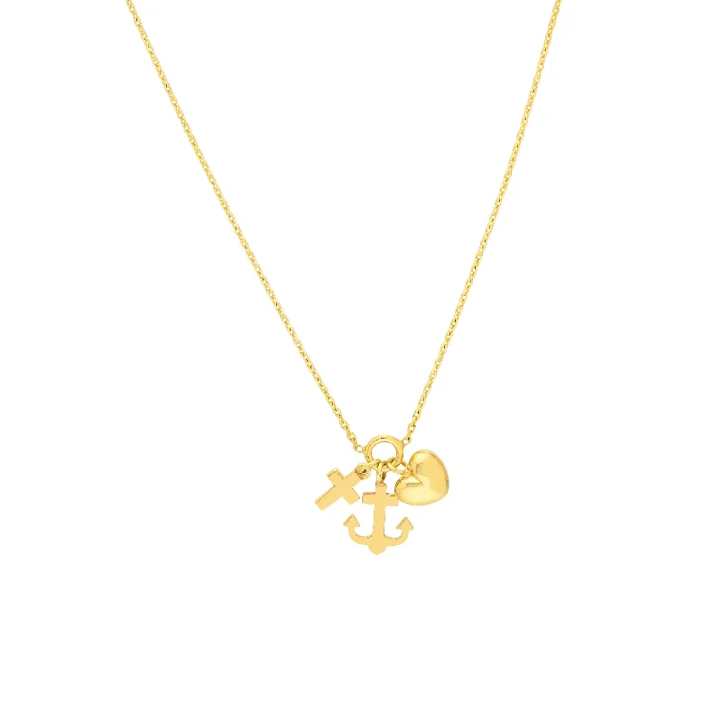 Heart/Anchor/Cross Trio Adjustable Necklace