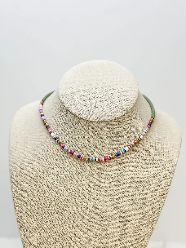 Heishi Multicolor Wood Bead Necklace