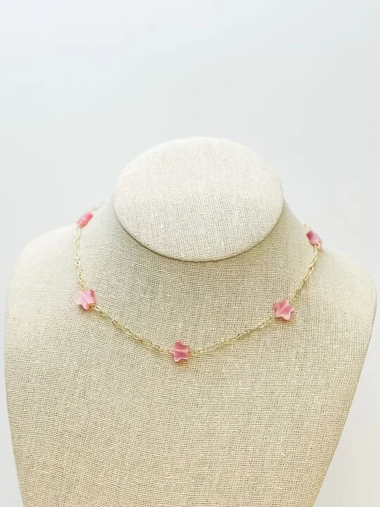 Little Star Station Necklaces - Pink