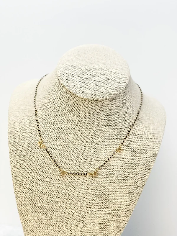 'Mama' Chain Necklace - Jet & Gold