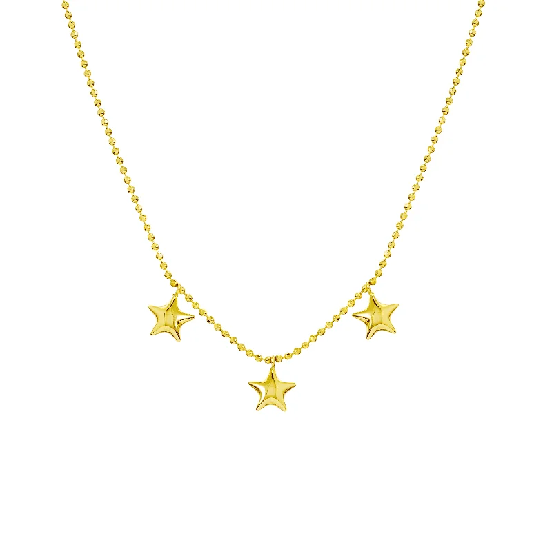 Mommy Loves You Triple Puff Star Adj. Necklace