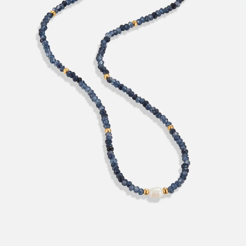 Navy Sodalite Pearl & Bead Necklace