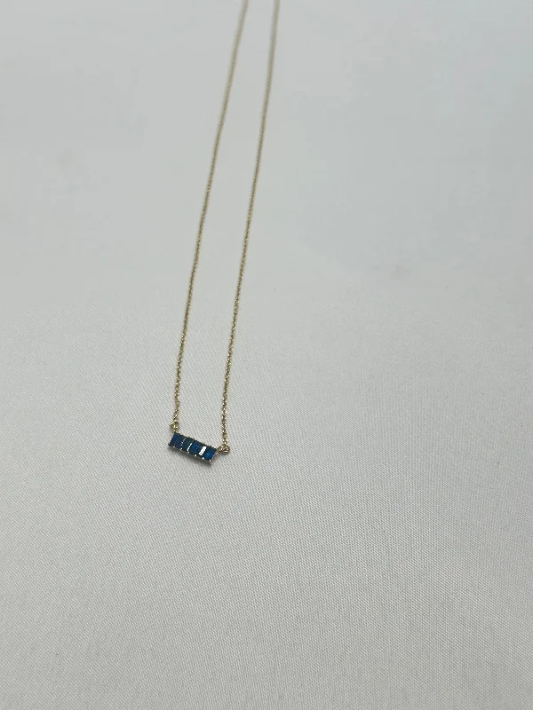 Necklace - Blue Sapphire  Baguettes on 14K Chain