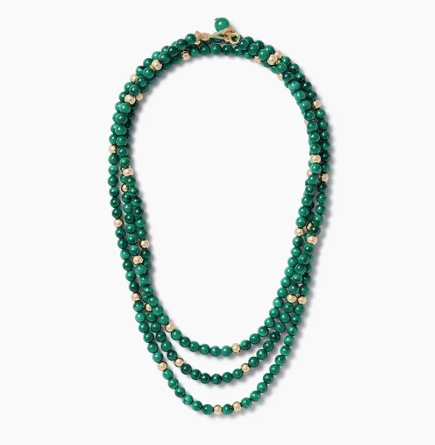 Necklace - Layered Malachite + Gold