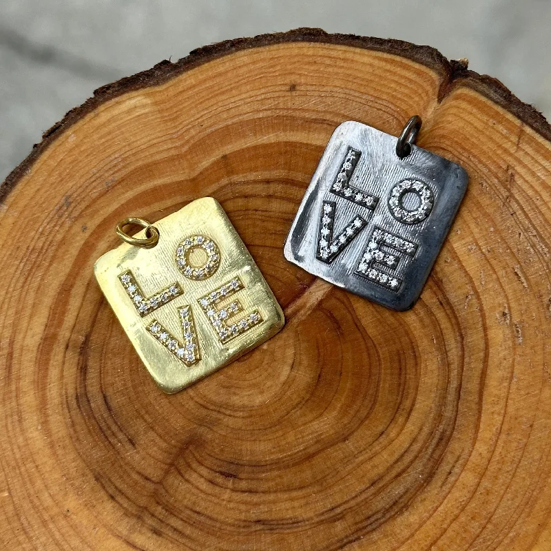 Pave LOVE Tag Pendant