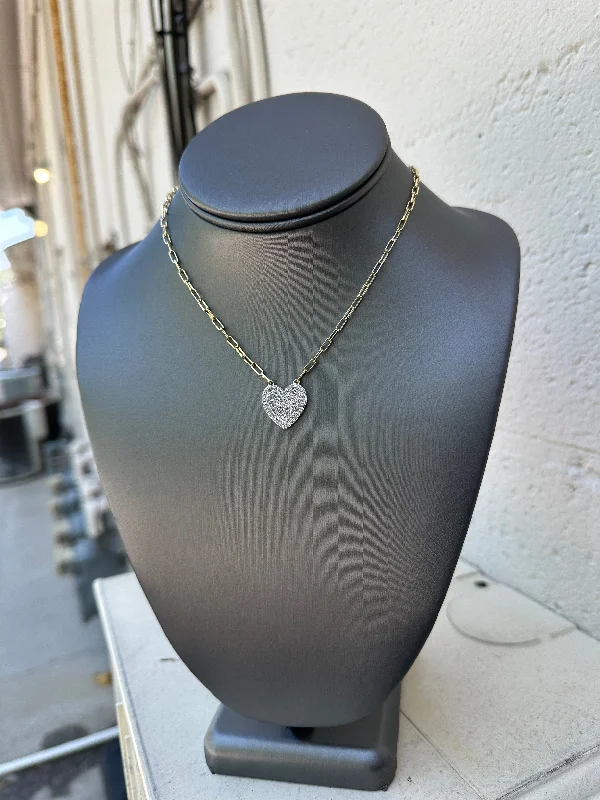 Pave Heart Charm Necklace