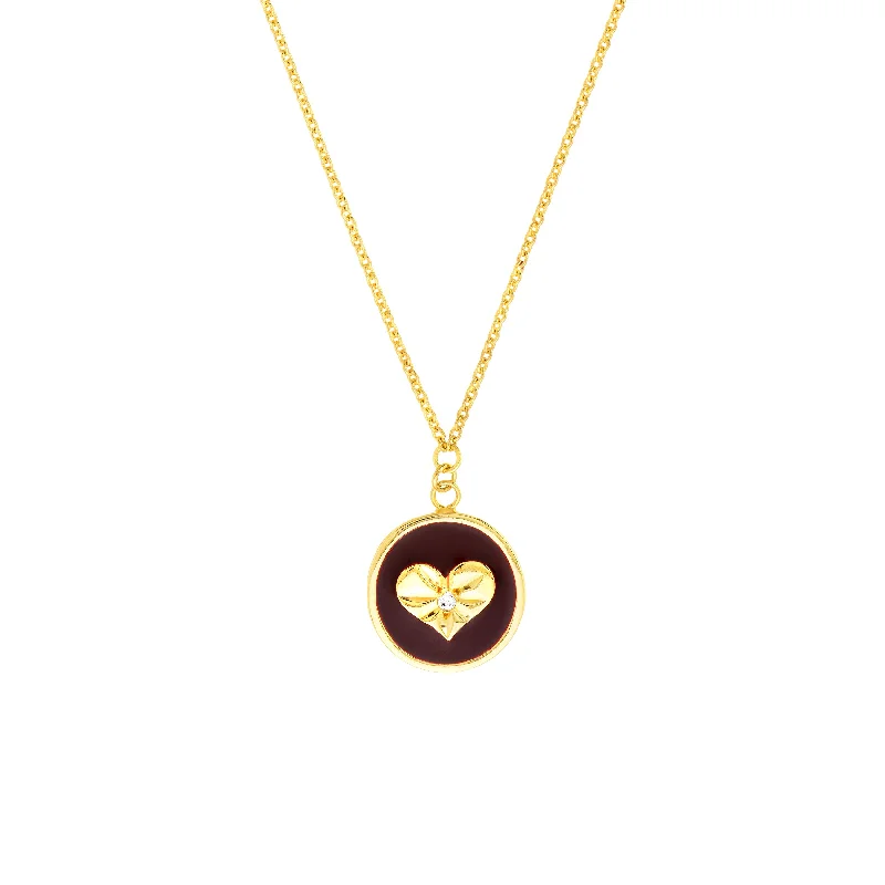 Red Enamel Heart Medallion Necklace