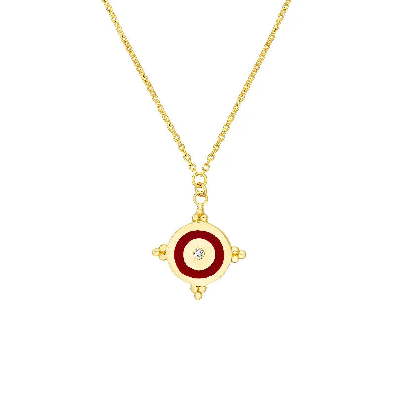 Red Enamel Nautical Medallion Necklace