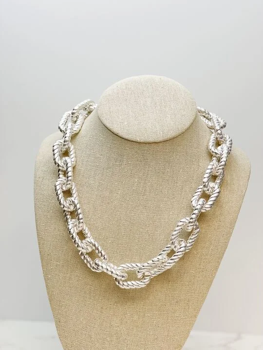 Silver Plated Chunky Link Necklace - Silver