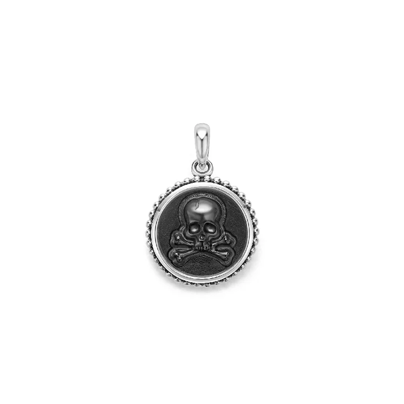 Small Onyx Skull Crossbone Amulet