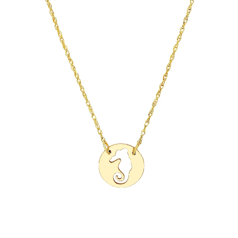 So You Cutout Seahorse Mini Disc Adjustable Necklace