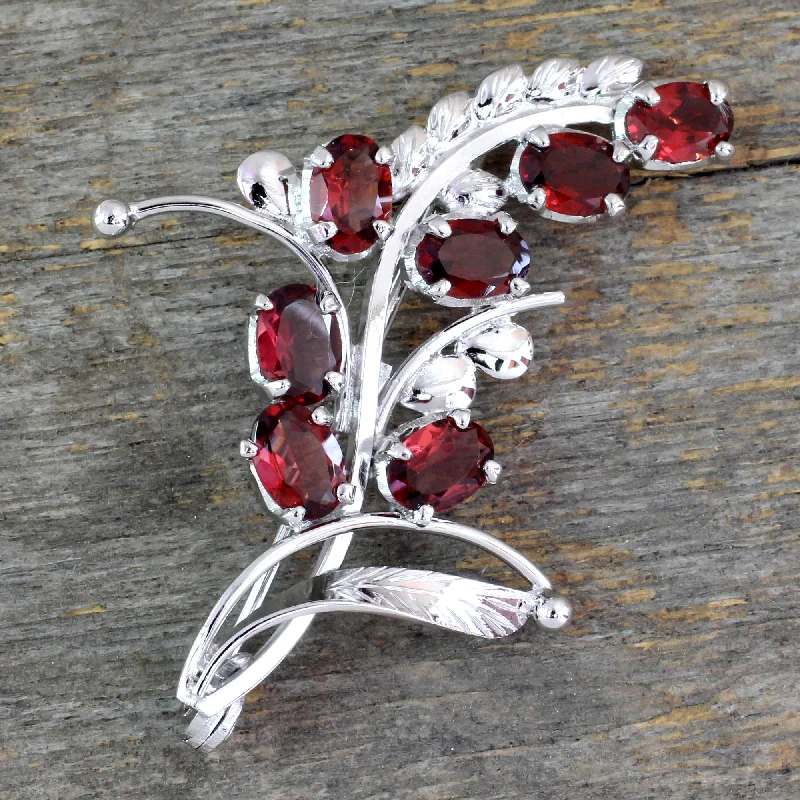 Spectacular Garnet & Silver Brooch