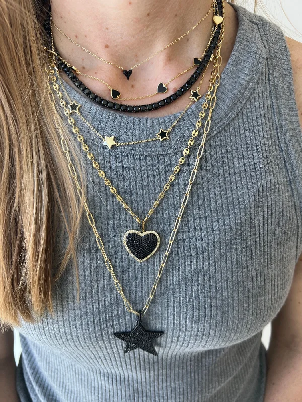 Tiny Black Heart Necklace