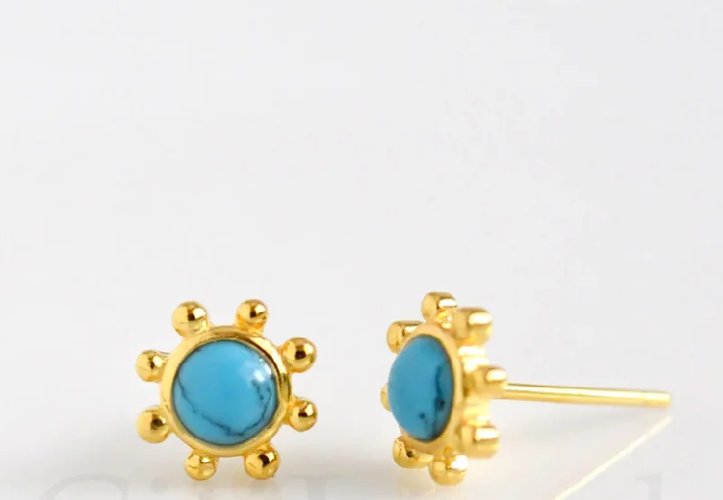 Turquoise and Gold Studs